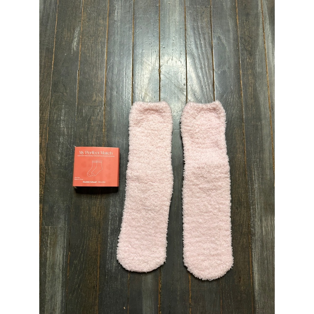 Confetti Avenue My Perfect Match Pink Fuzzy Soul Mate Non Slip Grip Socks OS